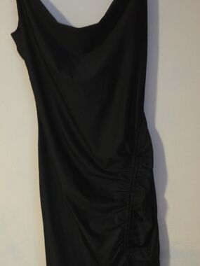 Inspired Hearts Black Cowl Ruched Mini Dress